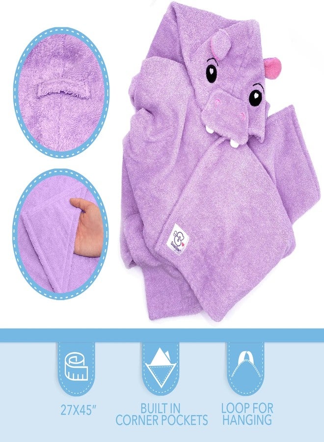 SoapSox- Harper the Hippo Hooded Bath Towel & Slipper Set for Kids- Soft 100% Cotton Towel with Hand Pockets and Matching Hippo Bath Slippers- 27 x 45”- Adorable Gift Set for Bath, Pool and Beach - Image 4
